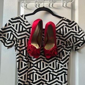 SET contrast zara dress and nine west shoes